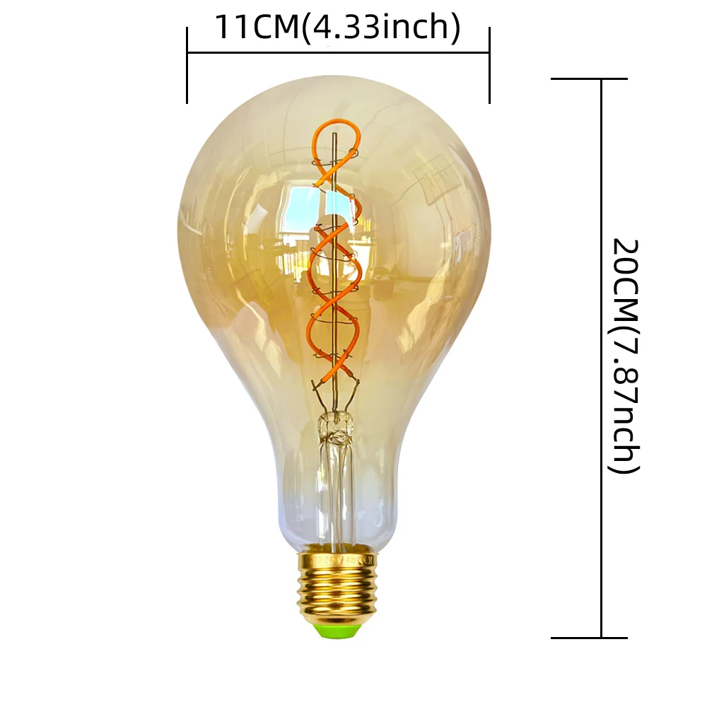 TIANFAN Classic Edsion Bulb Big Led Bulb PS35 G125 4W Dimmable Spiral Filament 110V 220V E26 E27 Specialty Decorative Light Bulb