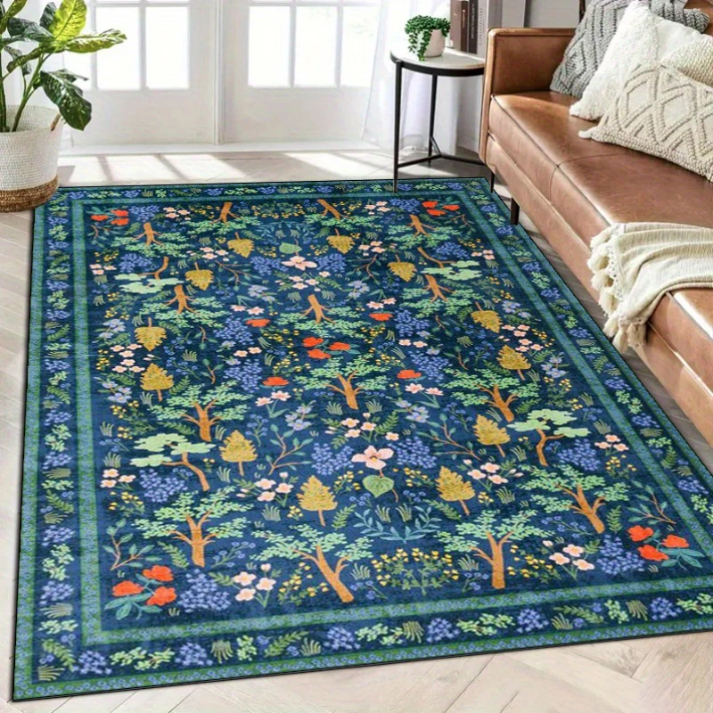 

1pc Vintage Persian Pattern Area Rug - Colorful Floral & Geometric Design, Indoor/Outdoor Use, for Living Room, Bedroom Decor