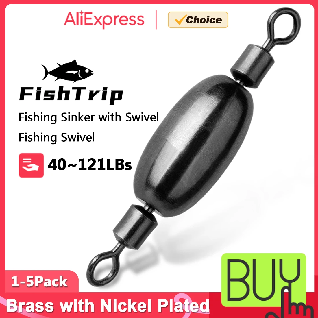 FishTrip 1–18 g Angelgewichtssinker mit Rollwirbel, 1–5 Stück, Edelstahl für Drop & Bottom, Angelschnur und Köderverbindung