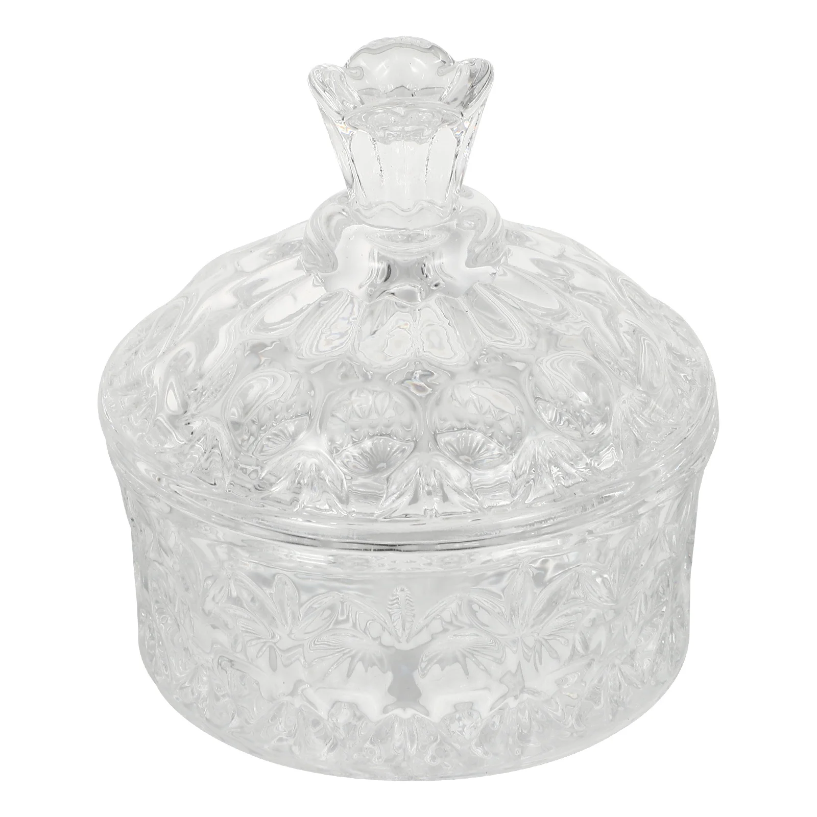 

1Pcs Jewelry Embossment Storage Jar Decorative Glass Box Dresser Organizer Rings Necklace Holder Multifunctional Desktop