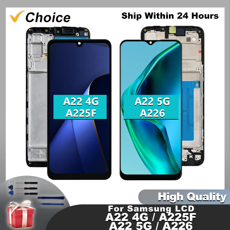 For Samsung Galaxy A22 4G LCD A225F Display Touch Screen Digitizer For Samsung A22 5G A226B LCD Assembly Replacement Parts