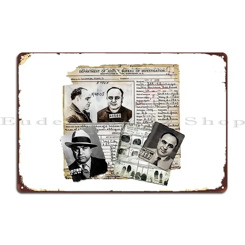 Al Capone Files Metal Sign Wall Decor Character Garage Party Wall Cave Tin Sign Poster