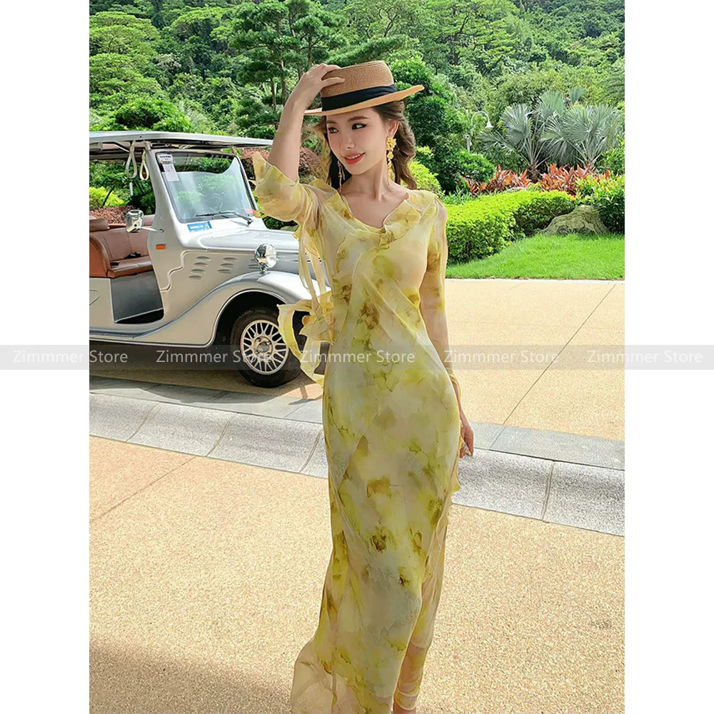 

French high-end temperament irregular one-shoulder lace collar waist long-sleeved sexy dress