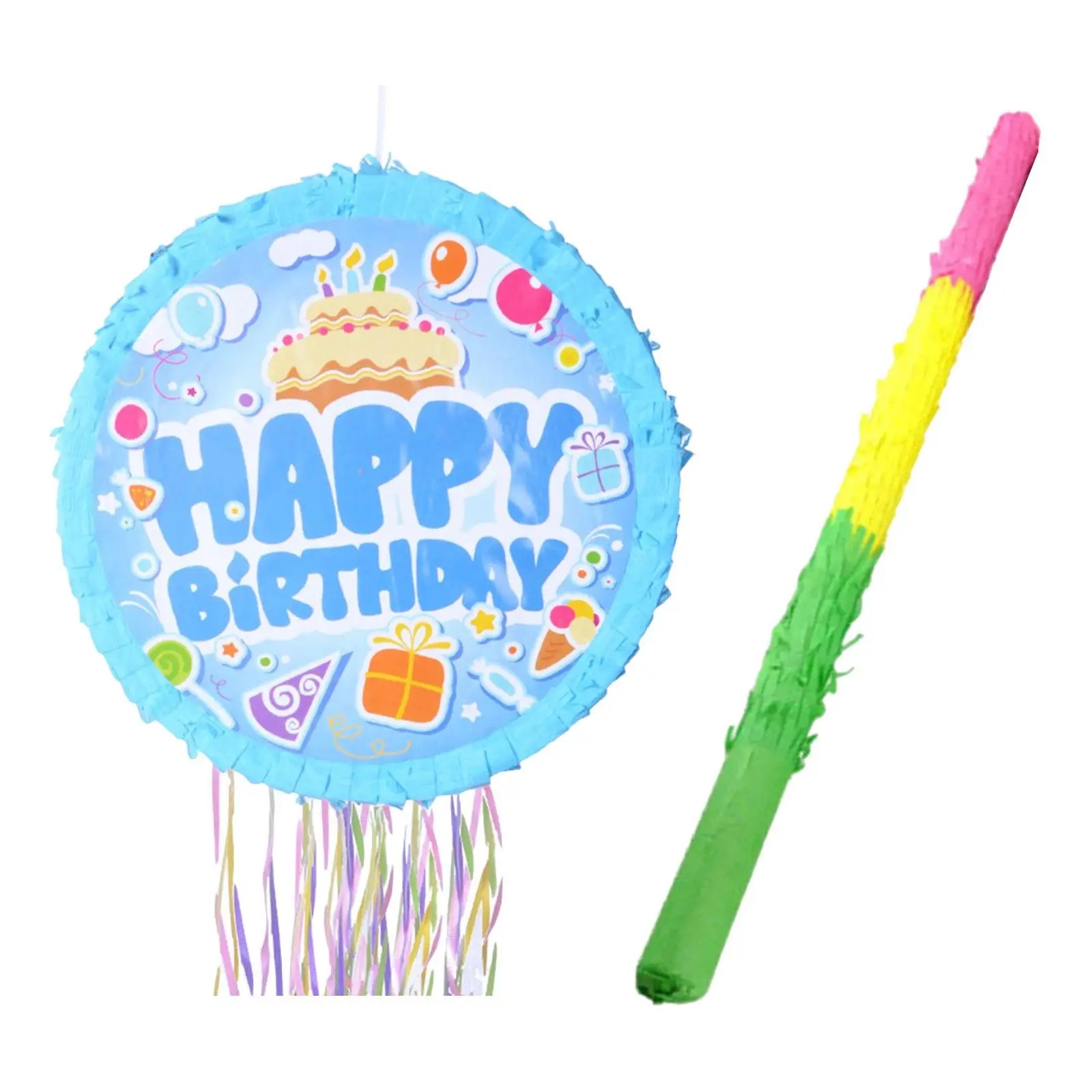 Pull String Pinata Sweets Multicolored Refillable Birthday Party Supplies for Holiday Celebration Baby Shower Birthday Festive view 2