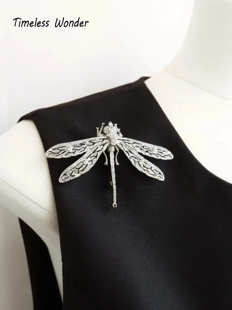 Timeless Wonder Fancy Zircon Dragonfly Brooch Pins for Women Designer Jewelry Runway Rare Luxury Cute Gift Top Sweet 4344