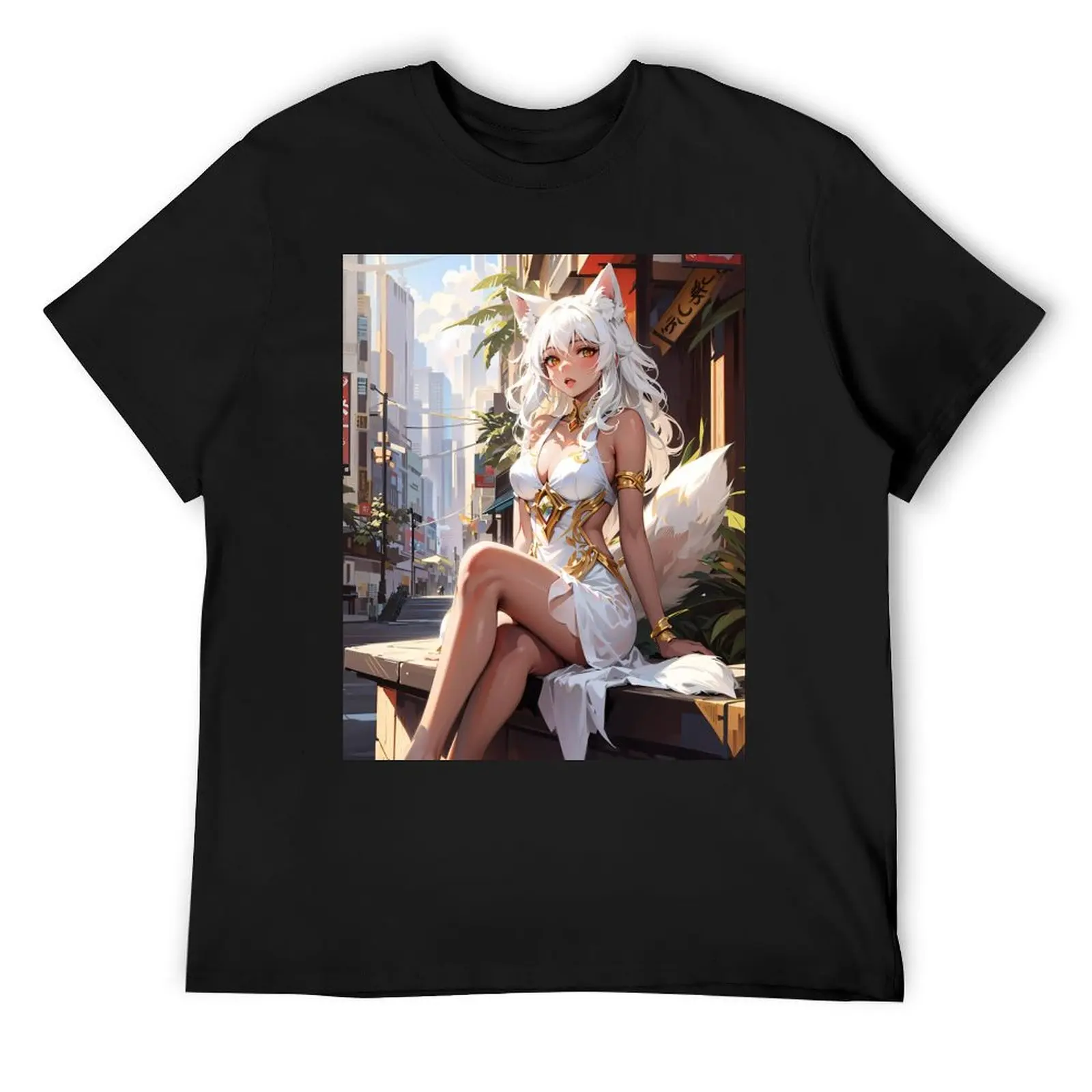 Metropolitan Mystique: The Fox Enchantress T-Shirt anime kawaii clothes graphic t shirt vintage Aesthetic clothing men tshirt