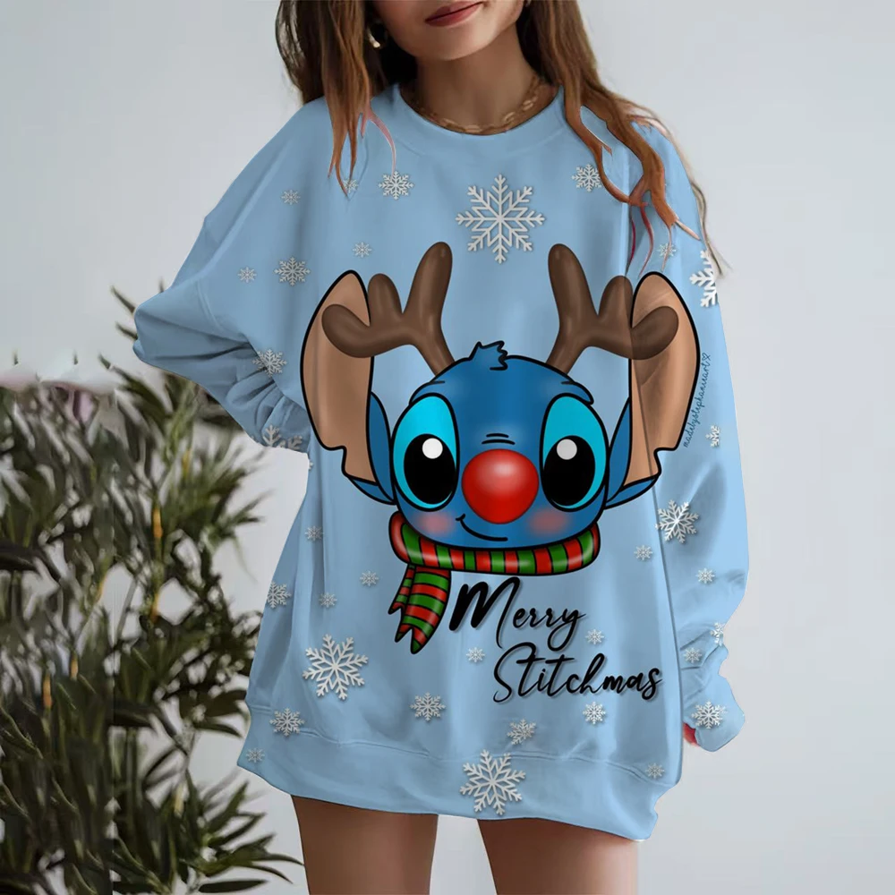 

Hooded Pullover Oversize Workout Sweater Kpop Disney Stitch print Women Hoodies Christmas Fall Long Sleeve Sweatshirt Loose Fit