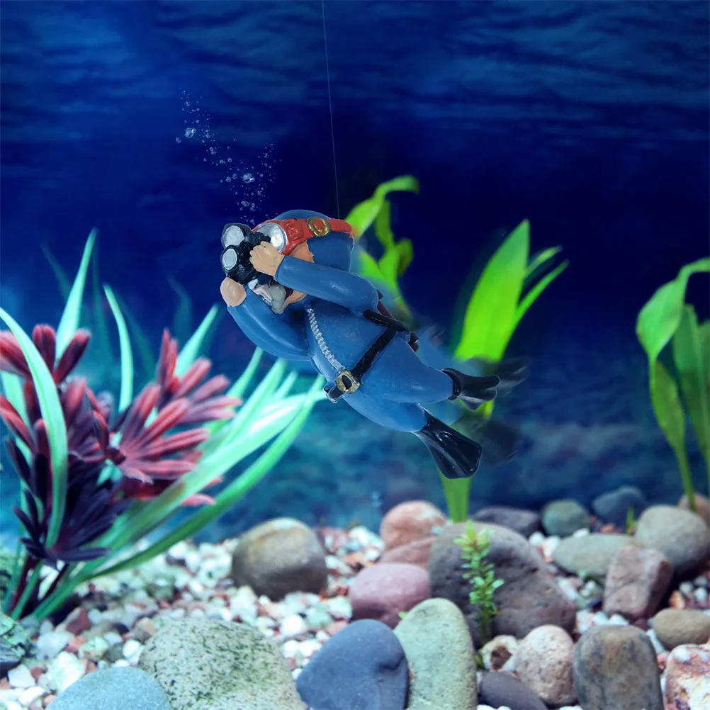 

2pcs Aquarium Decorations Floating Diver Fish Ornament Lightweight PVC Simulation Diver Ornament for Tank Landscape Water Tank