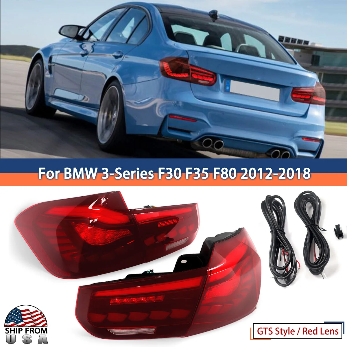 

Для BMW 3 серии 2012-2018 320d 330d 320i M3 F30 F35 F80 Задние фонари в стиле GTS Светодиодные задние фонари в сборе Последовательная отделка ламп