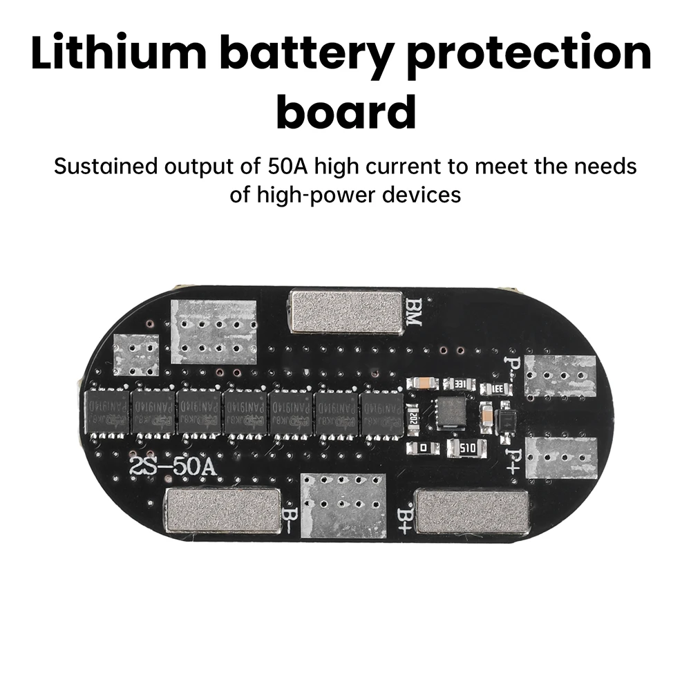 BMS 2S 50A Hochstrom 3,7V Li-Ionen-Akku-Ladeschutzplatine mit Ausgleichsfunktion für 21700 Akku-Elektrowerkzeuge