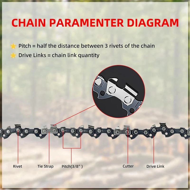 2 Pack 18 Inch Chainsaw Chain And Chainsaw Guide Bar With 3/8 Inch LP Pitch.050 Inch Gauge 62 Drive Links