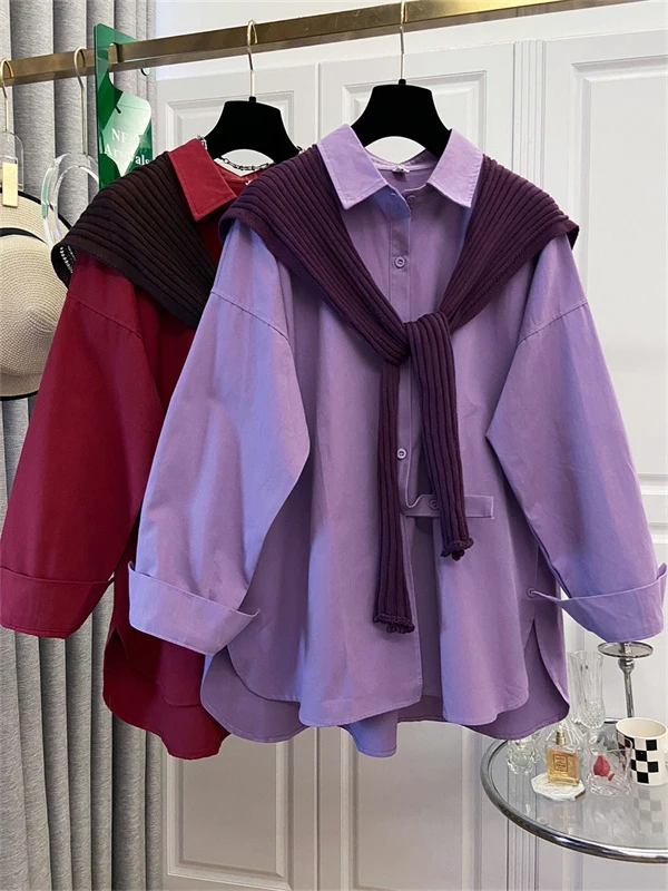 مجموعة Ele Purple Fce Cotton irt Jaet مكونة من قطعتين للسيدات بتصميم Faion بشكل جميل ومقاس عادي طويل Sve Po... #4