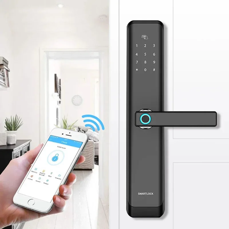 

Biometric Fingerprint Lock Home Security Entrance Smart Door Lock with TTLOCK Remotely Unlocking Door Access Control System