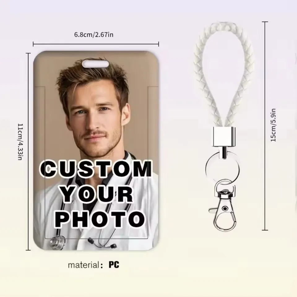 Bulk Custom Personalized Photo Card Holder With Braided Lanyard Group Purchase For School Hospital Company Staff Work Card Case