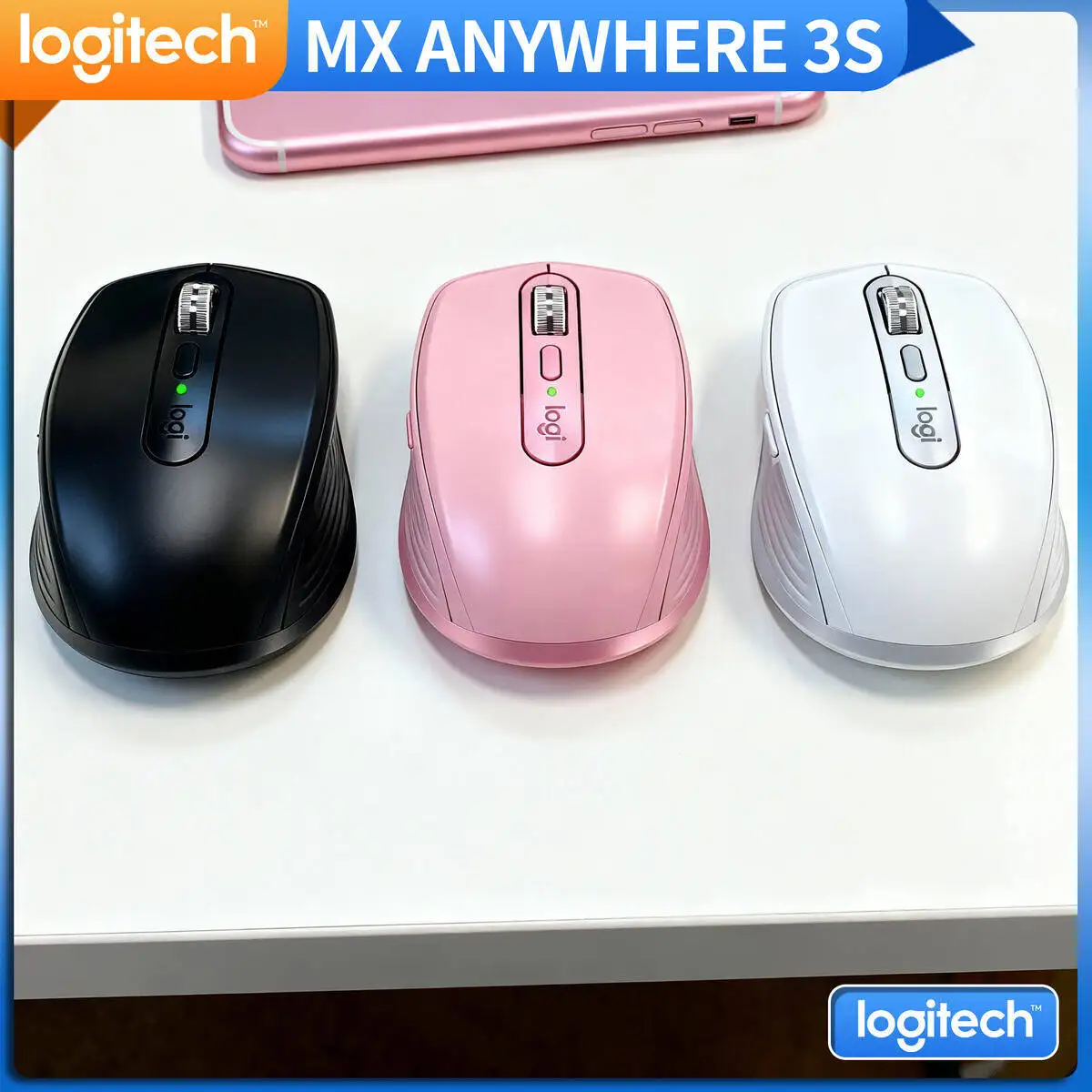 

Logitech MX Anywhere 3S Wireless Dual Mode Mouse Customizable DPI Fast Scrolling Quiet Clicks for Office Gaming