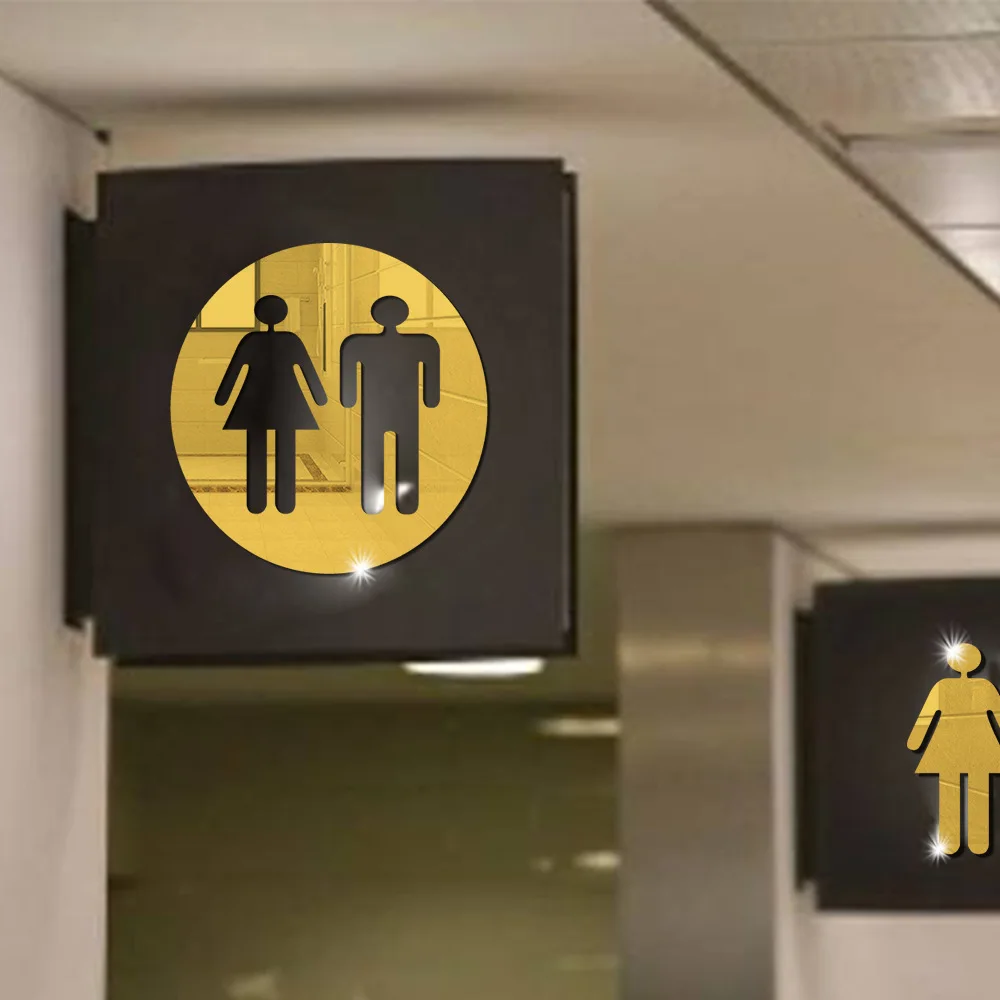 3D Acrylic Bathroom Mirror Stickers Woman&Man Toilet Sign  Wall  Home Hotel Washroom Door    2024