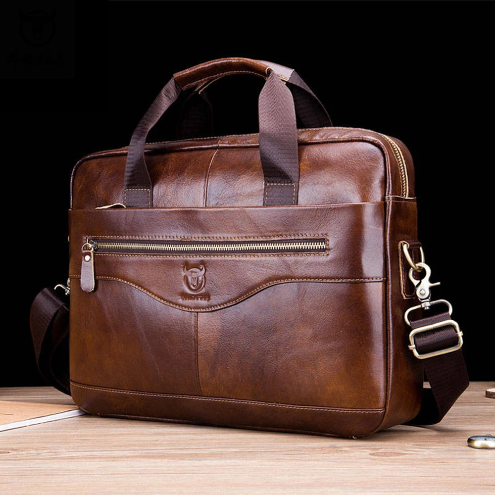 Business Briefcase Shoulder Messenger Bags Men's Genuine Leather 14-inch Laptop Bag's Men's Briefcase Office Business Handbag