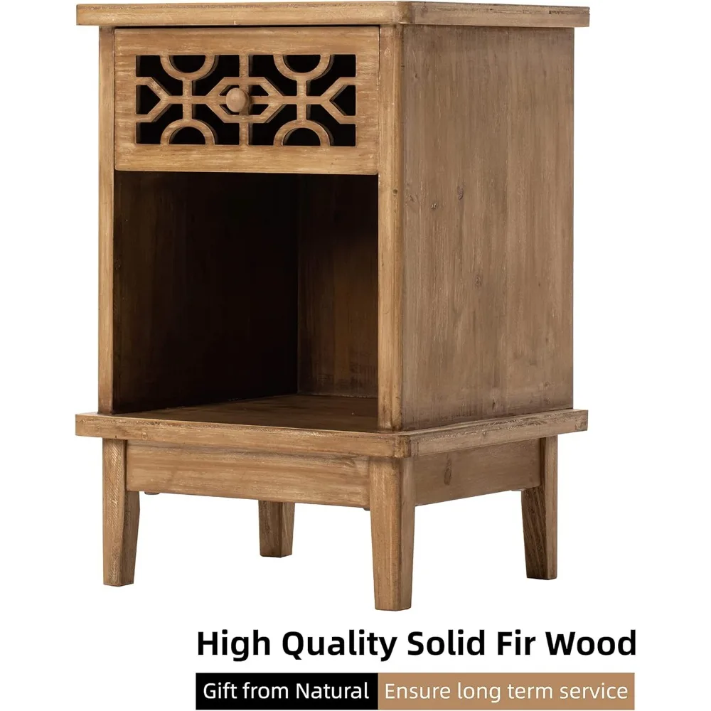منضدة مصنوعة يدويًا من خشب التنوب مع رف أمامي منحوت ورف مفتوح لبلد بوهو العتيق والبلد الفرنسي وأنماط المزرعة
