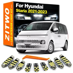 ZITWO 10Pcs LED Interior Door License Plate Light Bulb Kit For Hyundai Staria 2021 2022 2023 Sunvisor Lamp Accessories