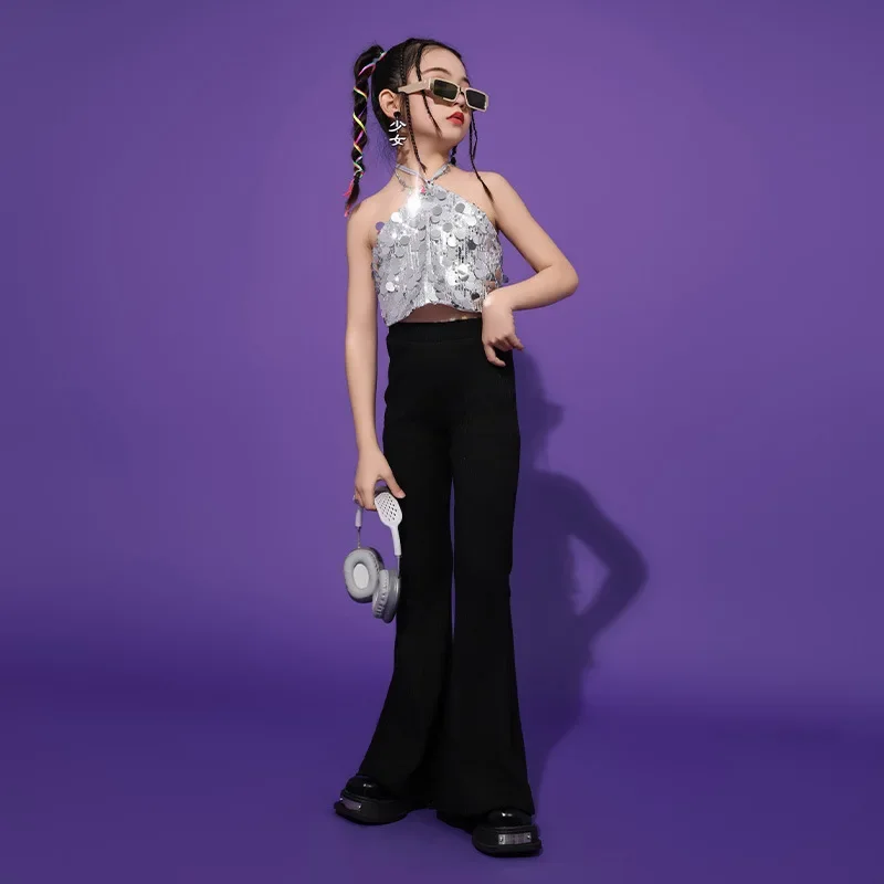 Kids Hiphop Girls Hiphop Costume Kids Sequin Hip Hop Jazz Fashion Model Catwalk Set