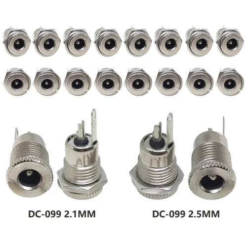 Imagen 1 del producto 10/50 Uds DC099 5,5mm x 2,1mm toma de corriente CC 5,5*2,1 conector hembra de montaje en Panel 5,5*2,5mm DC-099 de Metal agujero abierto 11MM