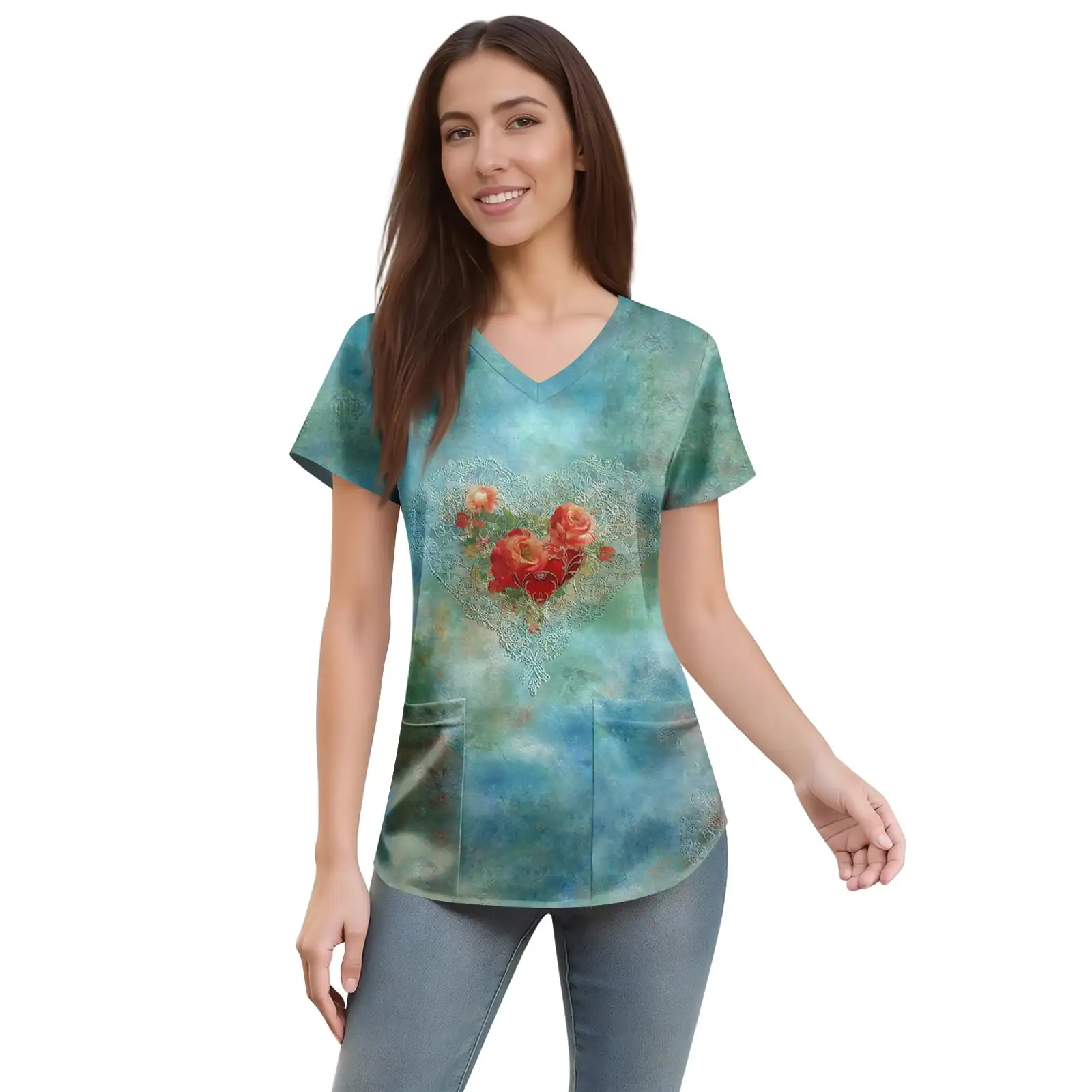 uniformes-cirurgicos-femininos-uniformes-de-enfermeira-com-estampa-de-coracao-camisetas-cirurgicas-de-manga-curta-com-decote-em-v-para-mulheres