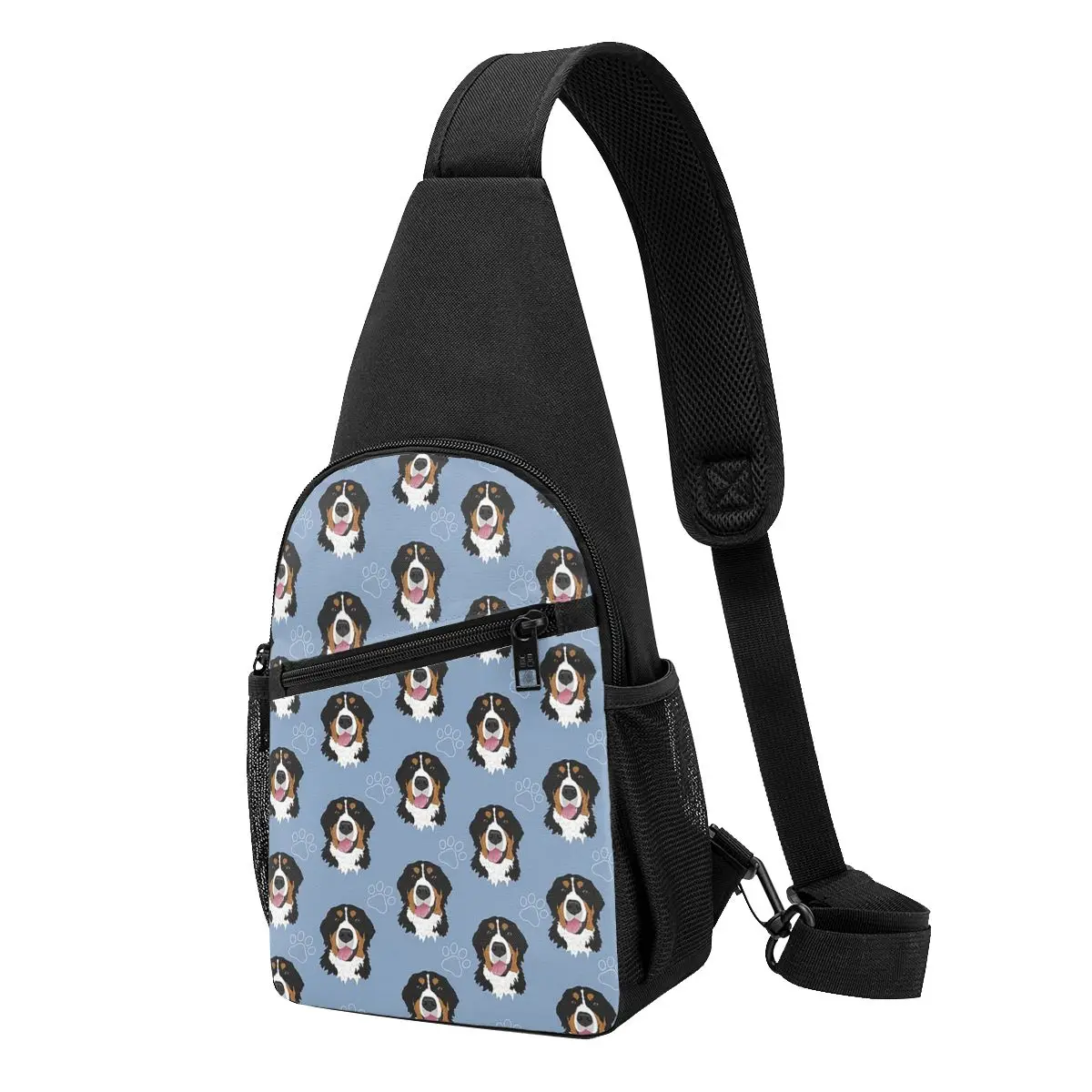 Bernese Mountain Dog Pattern-blue Chest Bag Men Sling Crossbody Backpack Chest Bag Traveling Hiking Daypack Shoulder Bag