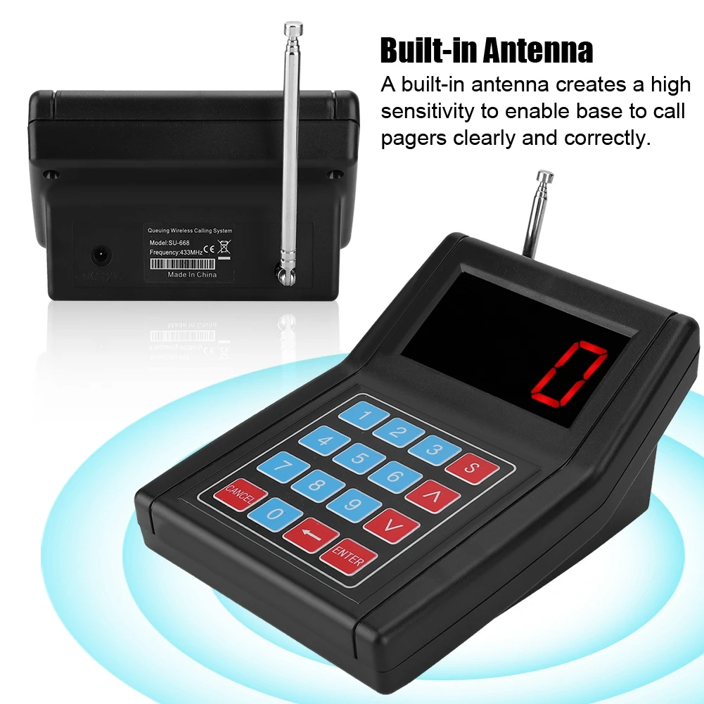 Pager System for Restaurant 1‑for‑20 1.5KM Connection Restaurant Calling System Wireless Guest Paging Queuing System