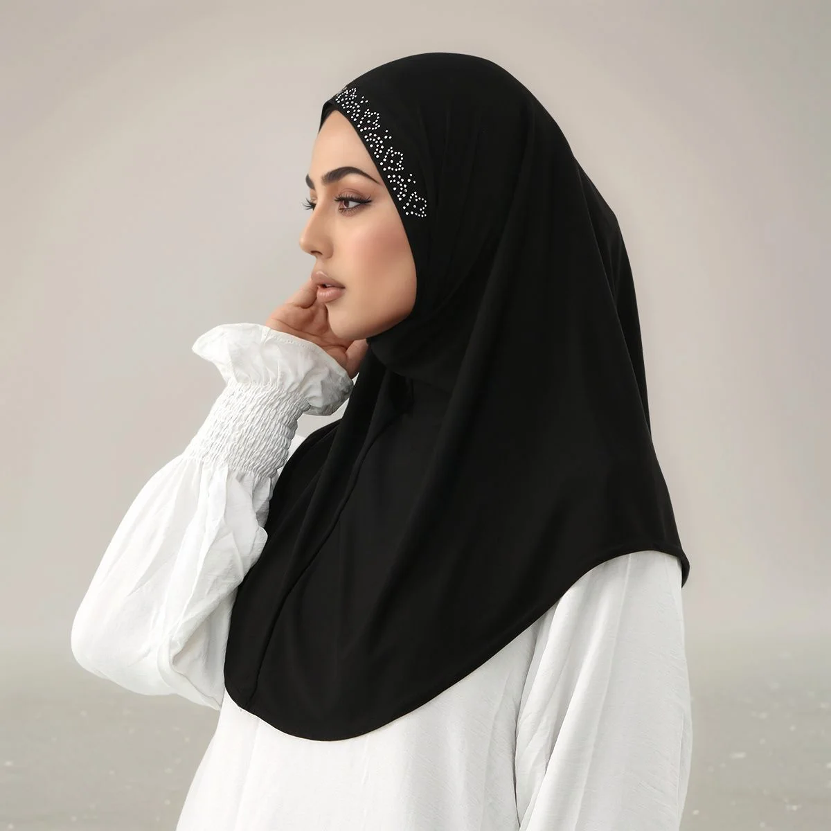 

Мусульманский мгновенный хиджаб, льняной хлопковый платок, длинные шарфы с бриллиантами для женщин, повязка на голову, шаль, исламский капот, женский хиджаб, шаль