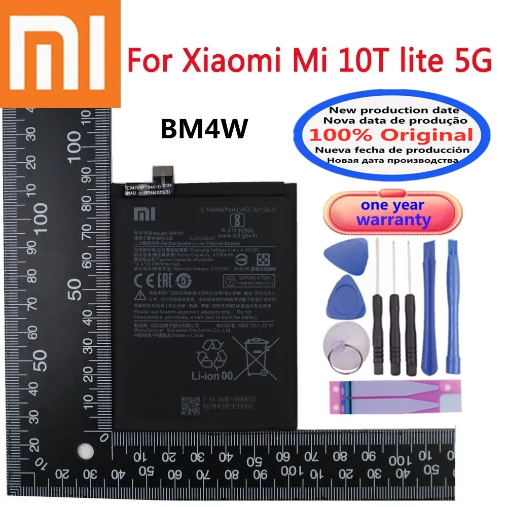 

4820mAh BM4W Xiao Mi 100% Original Battery For Xiaomi Mi 10T lite 5G Mobile Phone Battery Batteries Bateria + Tools