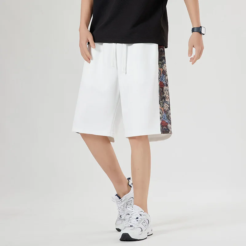 Japanese Casual Basketball Shorts Men Knitted Capris Loose Fitting Straight Clothing Fashion Summer Student Running Shorts