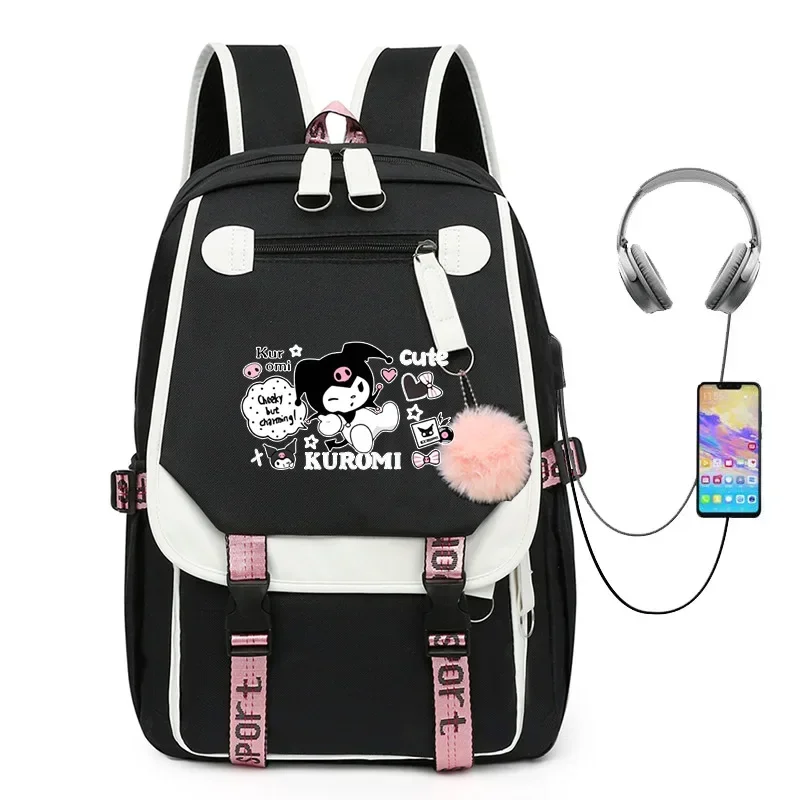 MINISO Kuromi Melody Joint Plecak peryferyjny Kobieta Śliczne Uczniowie szkół podstawowych Gimnazjum Torba Mochila