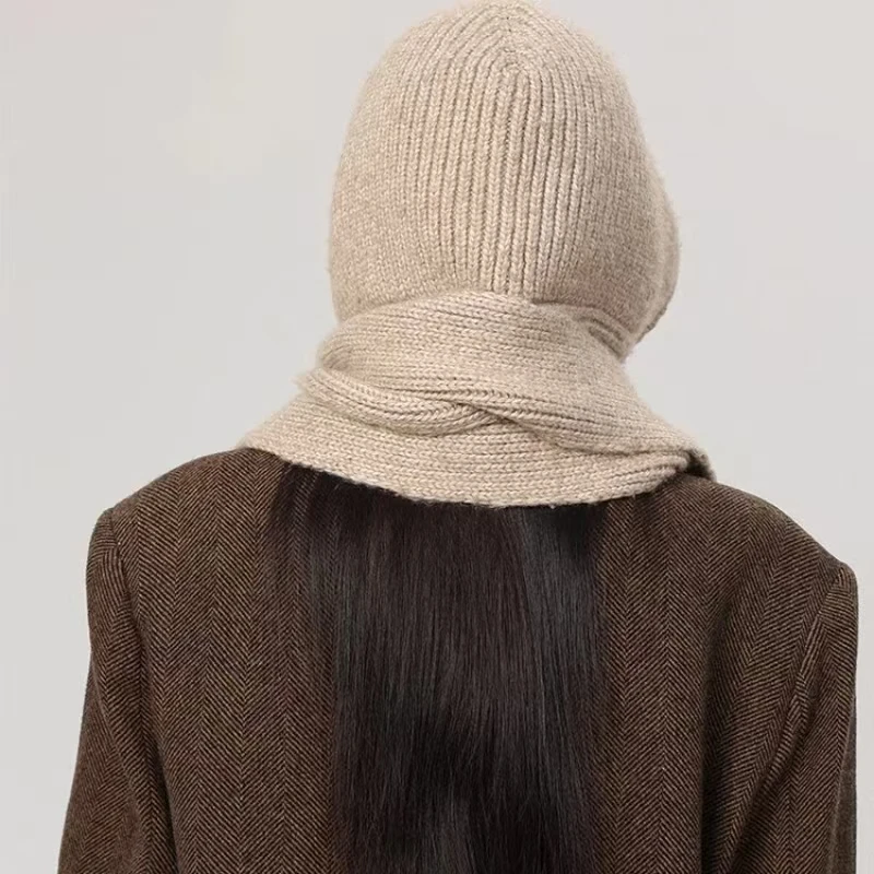 2026 Knitted beanies Winter Hat for Women Hood Balaclava Warm Sophie Scarf Solid Casual Versatile Scarves Headscarf