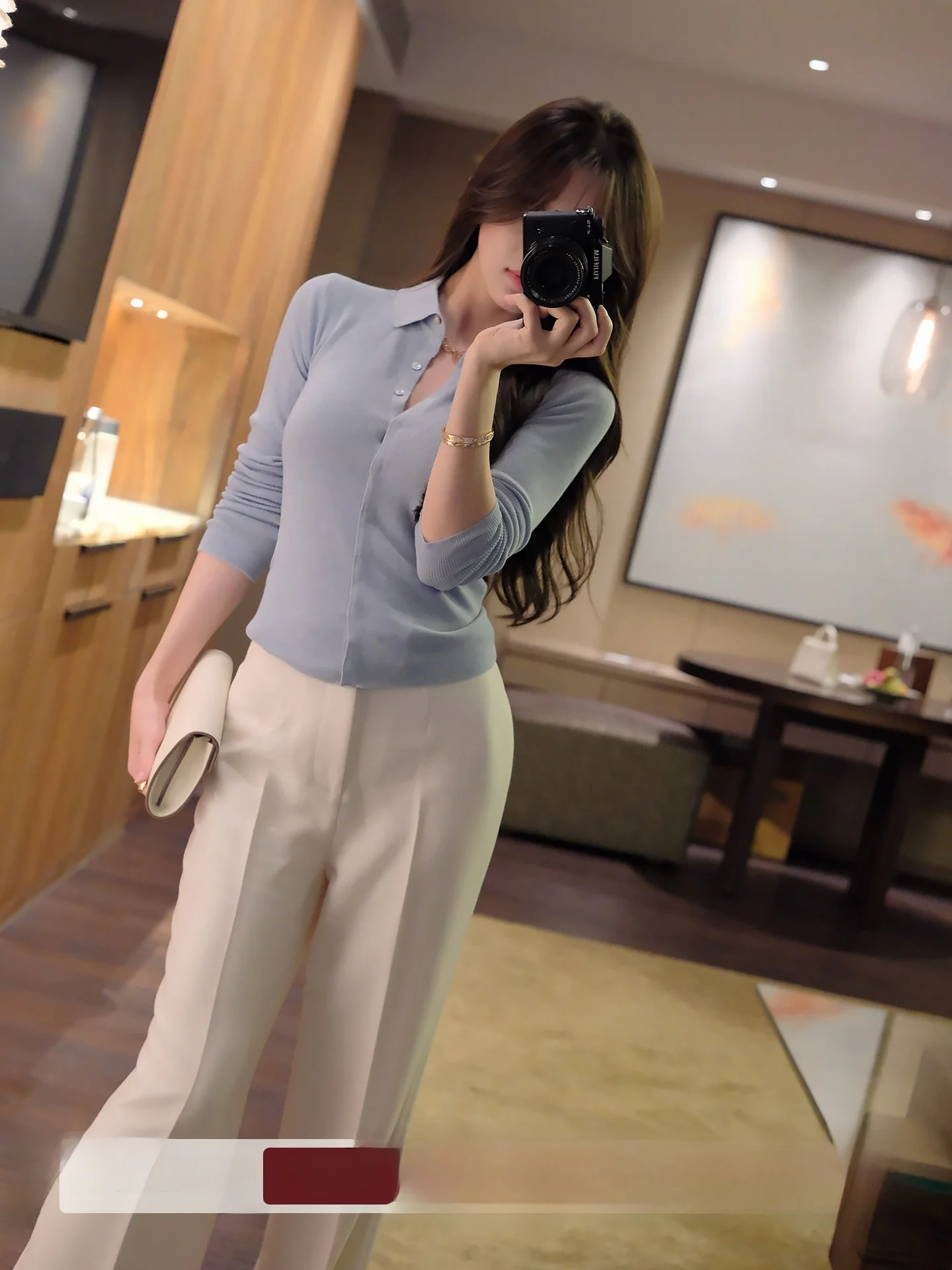 

Yuyueer Women's Slim Fit Long Sleeve Neck Knitwear Casual Versatile Spring Fashion Commute Essential Color Button up