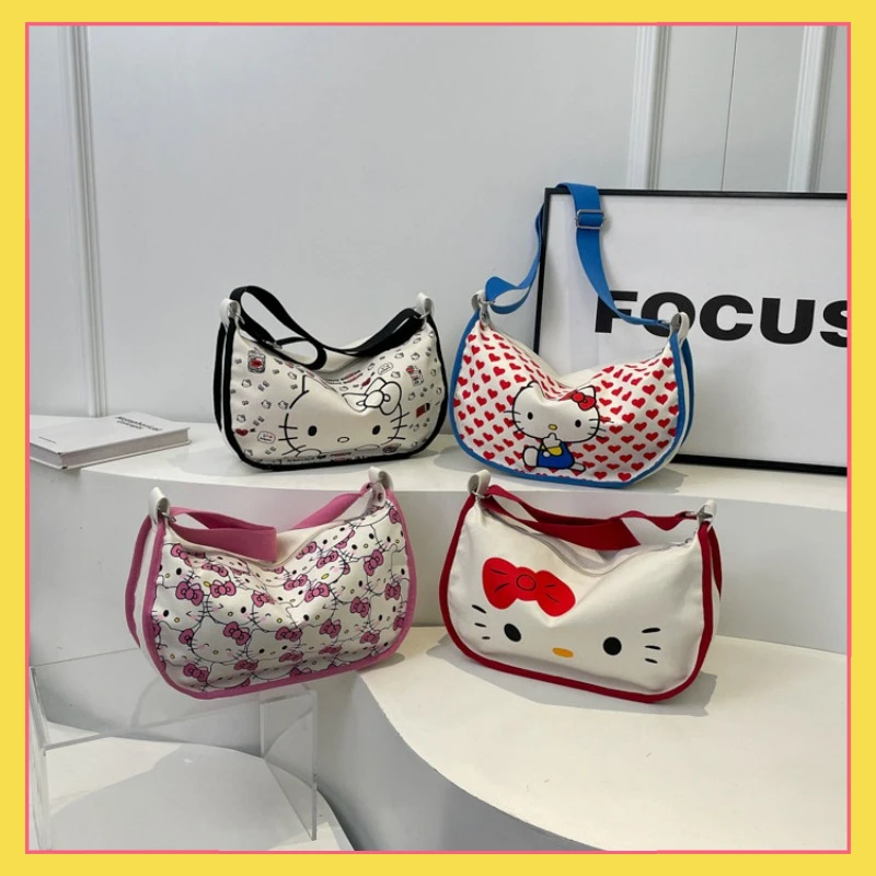 

New Sanrio Hellokitty Crossbody Bag Red Bow Decoration Sweet Cute Portable Handbag Fashion Ornament Collection Best Holiday Gift