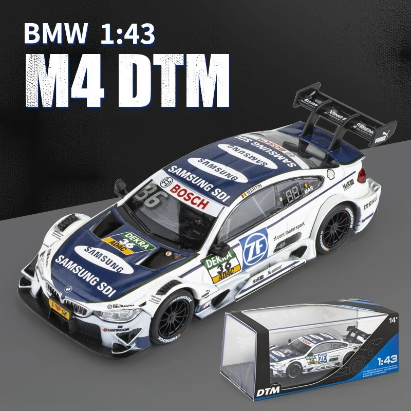محاكاة 1/43 مقياس BMW M4 DTM سباق السيارات نموذج مع صندوق عرض أكريليك جمع ديكور المنزل دييكاست مصغرة Voiture هواية