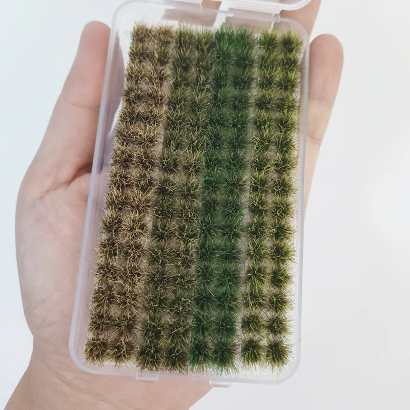 120 pçs mini kits de modelo de grama 8mm planta grama para diy trem ferroviário/construção areia mesa cena materiais diorama acessórios
