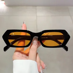 Small Frame Vintage Irregular Square Sunglasses Women For Men Luxury Brand Designer Rivet Sun Glasses Popular Outdoor Punk Shade
