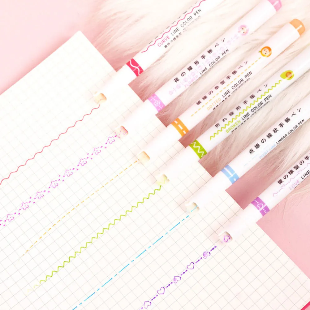 

12Pcs Vibrant Highlighter Pen Set Fine Tip Roller Design Curve Marking Aesthetic Journaling Supplies for Students Professionals