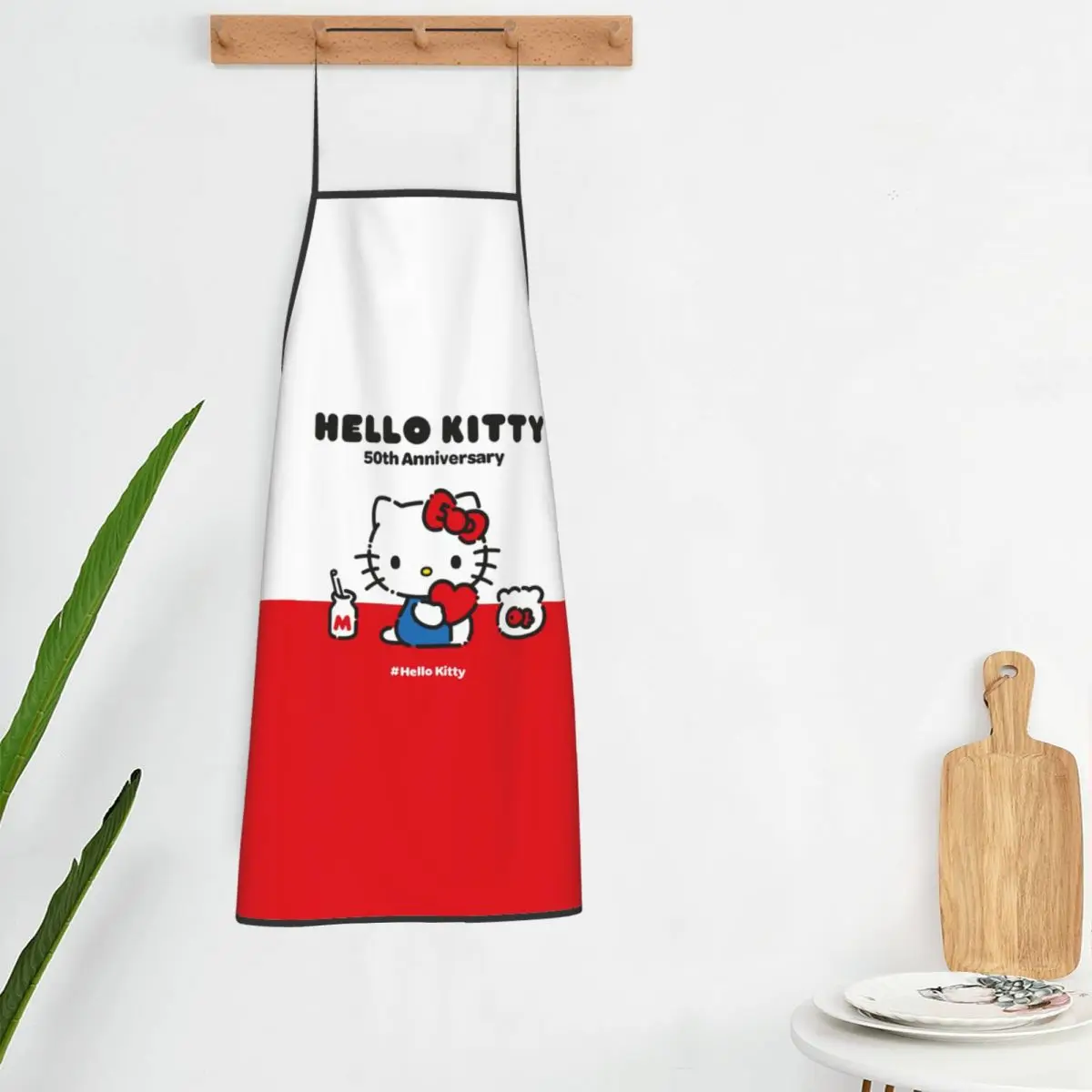 Custom Unisex Hello Kitty Anime 50th Anniversary Kitchen Chef Cooking Baking Apron Women Men Tablier Cuisine for Gardening