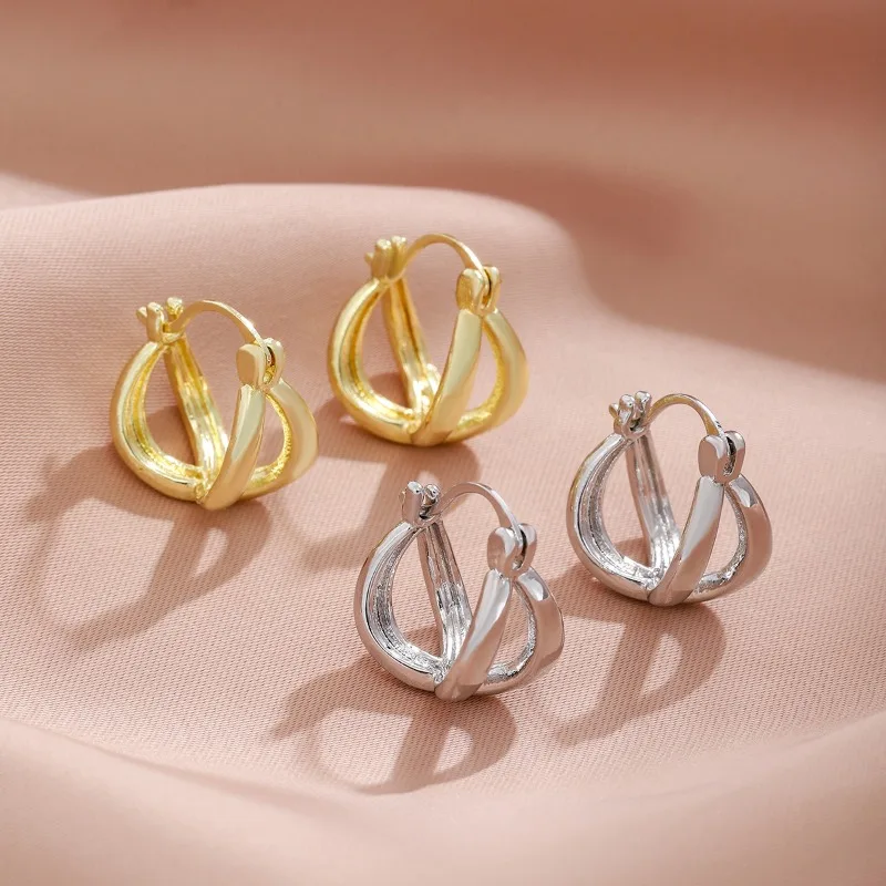 Elegant Simple Cross Shaped X Statement Earrings New Luxury Wrapped Design Alloy Ear Buckle Earrings for Women Wholesale