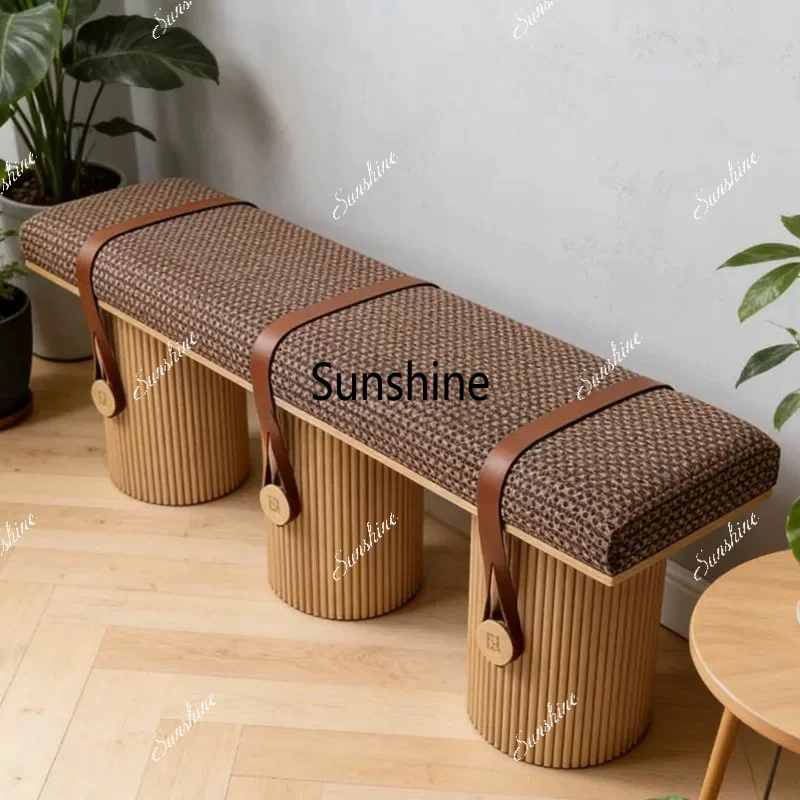Minimalist living room sofa stool master bedroom solid wood bedside stool cloakroom changing stoolTJ