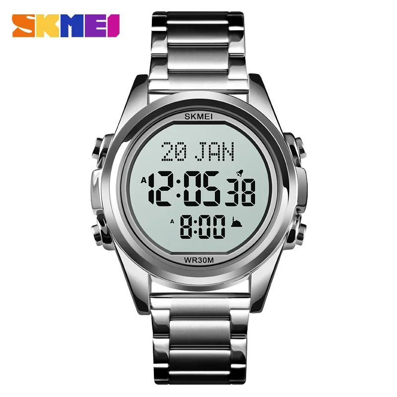 SKMEI 1667 Watch for Men Sport Waterproof Mens Digital Wristwatches Pilgrmage Qibla Direction Religious Month Day Hijri Calendar