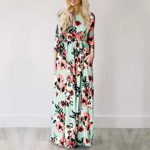 Women Summer Floral Print Maxi 2025 Loose White Boho Beach Dress Women Vintage Evening Party Long Dress Vestidos Female Robe
