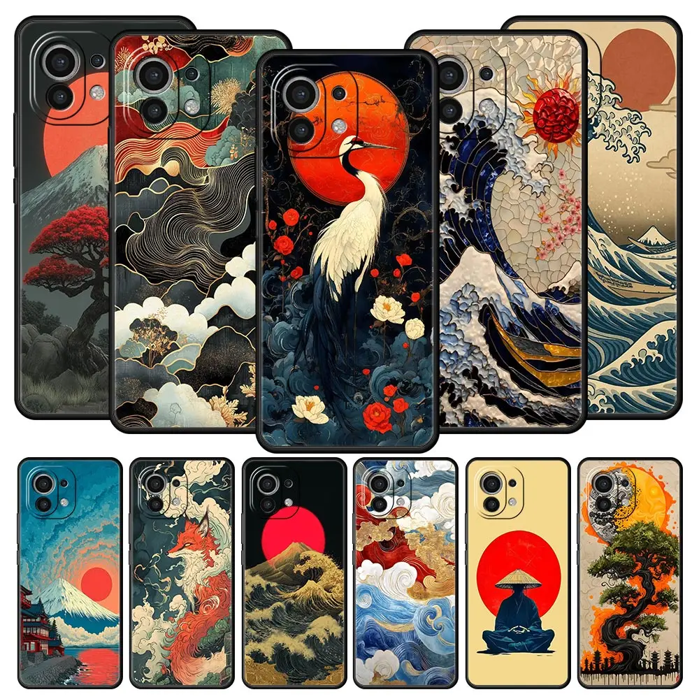 Japanischer Kunststil Handyhülle für Xiaomi 17 14 15 13 14T 13T 12T 11T Pro 12 11 Lite Poco X7 X5 X3 NFC F7 F6 Weiche Schutzhülle