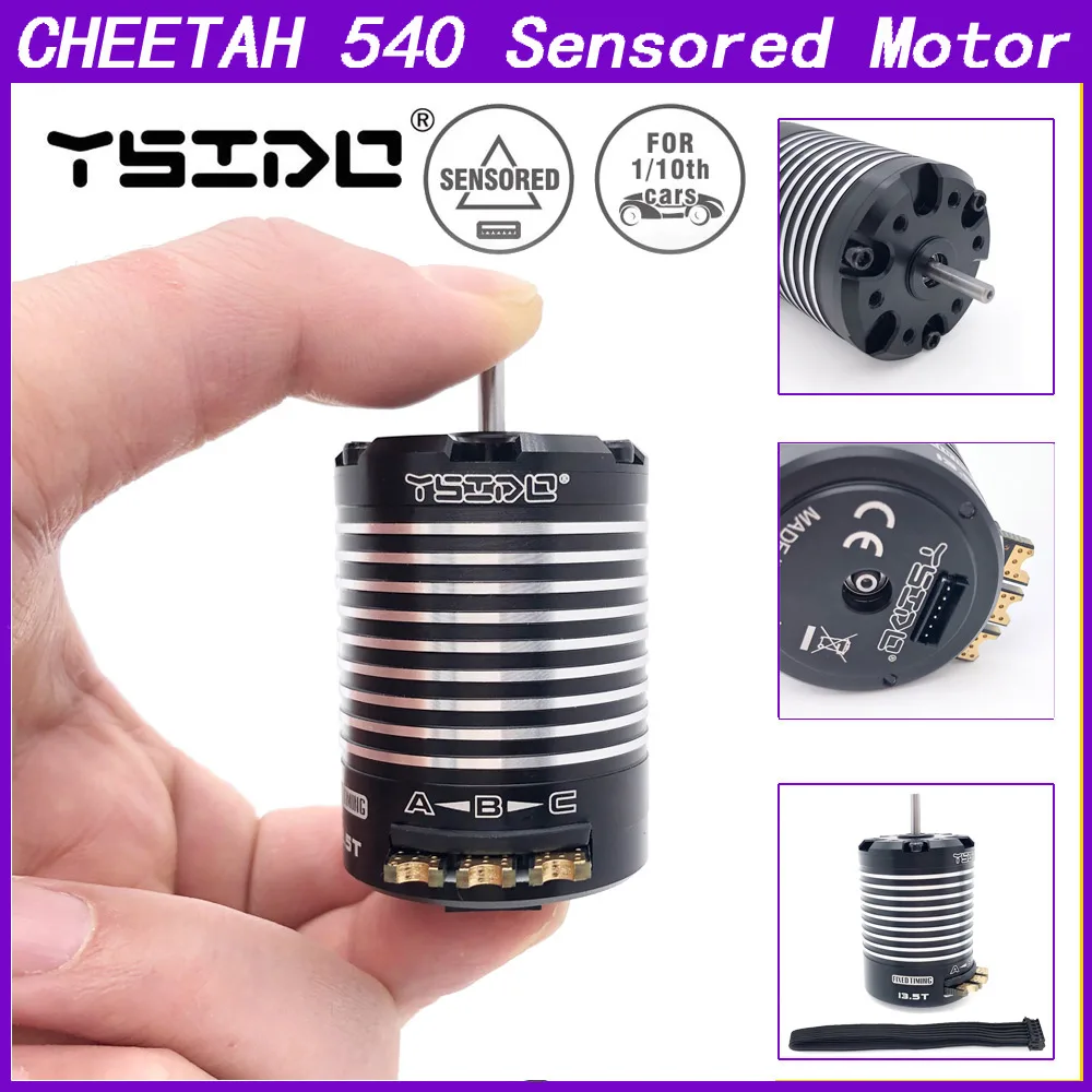 YSIDO CHEETAH 540 8.5T 10.5T 13.5T Sensored Brushless Motor Hobbywing 10BL120 ESC for Modified Spec Stock 1/10 1/12 RC Drift Car