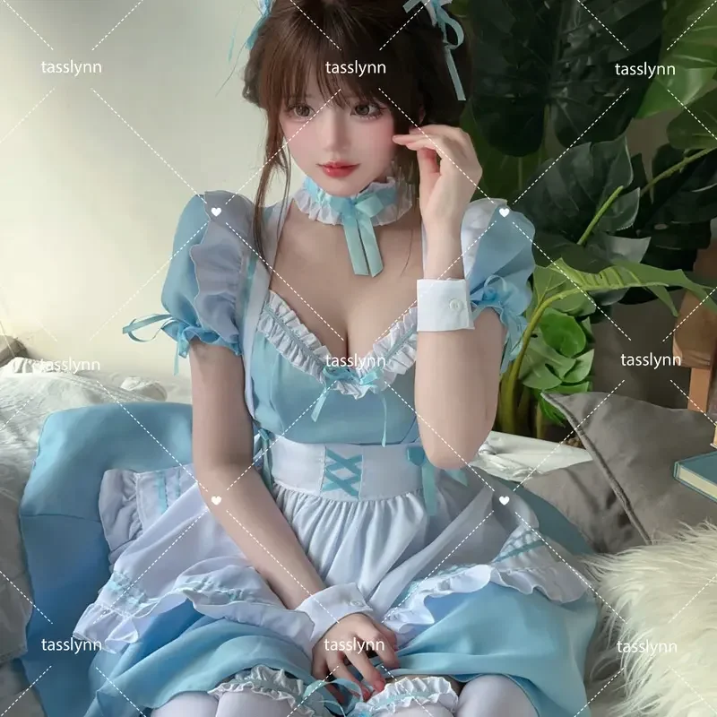 لوليتا خادمة تأثيري اللباس للنساء ، الأصلي الأزرق ، مثير ، المهوس ، هالوين ، الفتيات ، النساء