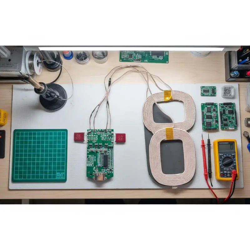 

Один модуль PCBA с двойной катушкой и интерфейсом беспроводной зарядки типа C, 15 Вт, подходит для домашнего и автомобильного оборудования