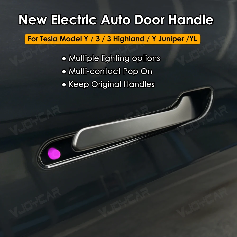 Neue Gen.2 OEM Chrom-Autotürgriffe für Tesla Model YL 3 Y Neu 3 Y Juniper Farbiger LED-Willkommensmodus Multi-Kontakt-Aufklappfunktion – Detail 5