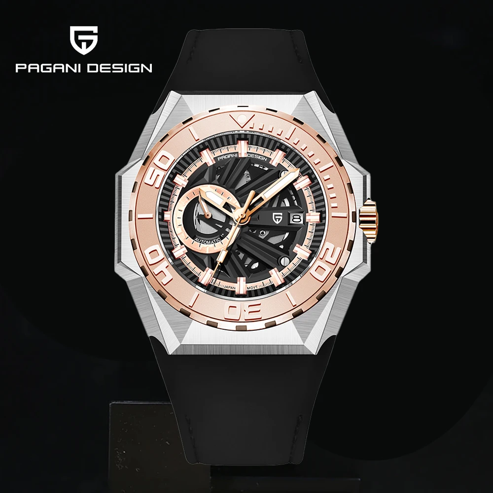 PAGANI DESIGN 2023 NEW Luxury Hollow Out Men Mechanical Code Watches Stainless Steel Sapphire Waterproof Clock Reloj Hombre 007